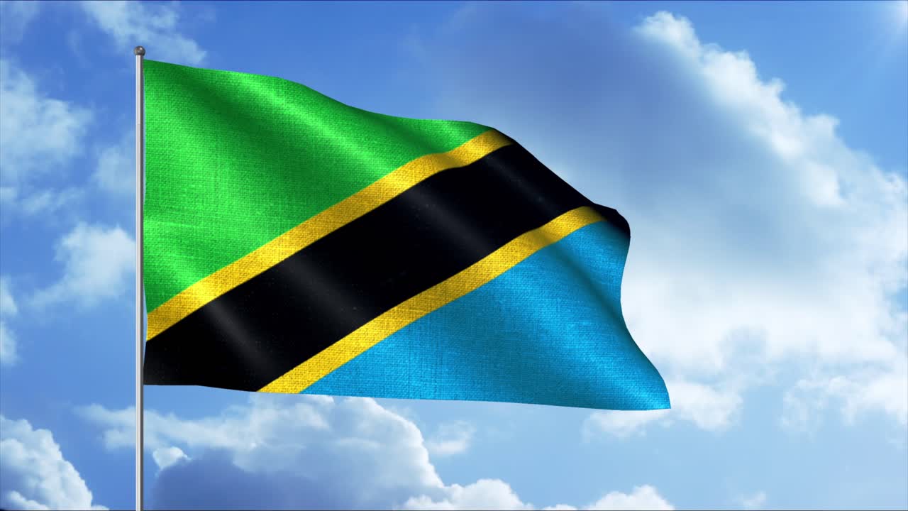Bandiera della Tanzania che sventola al vento