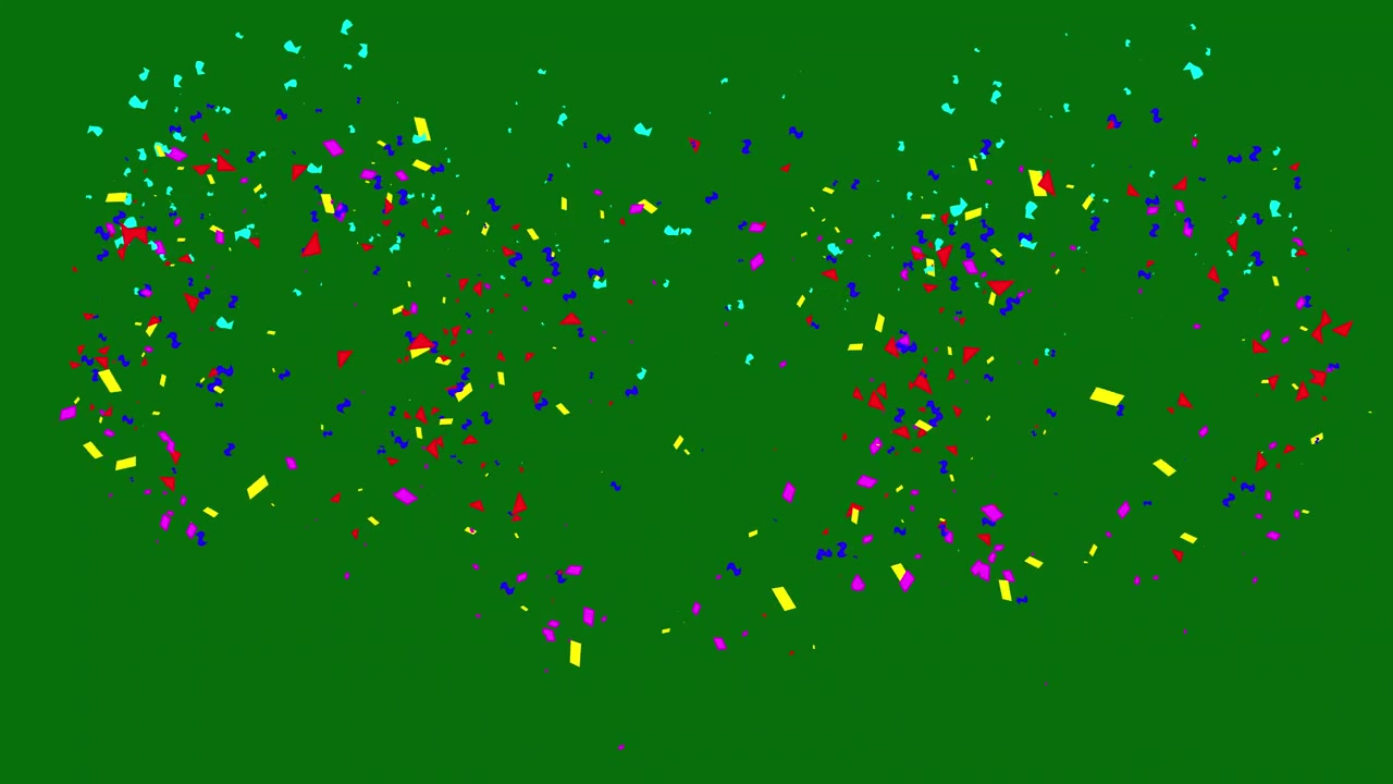 Coriandoli colorati che cadono su sfondo green screen