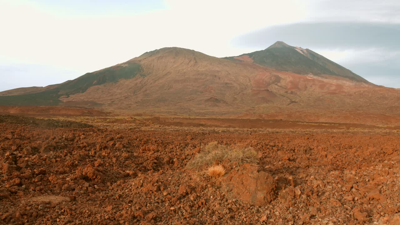 Teide Volcano And Surrounding Terrain In Tenerife, Spain. Teide National Park On Canary Islands. wide shot