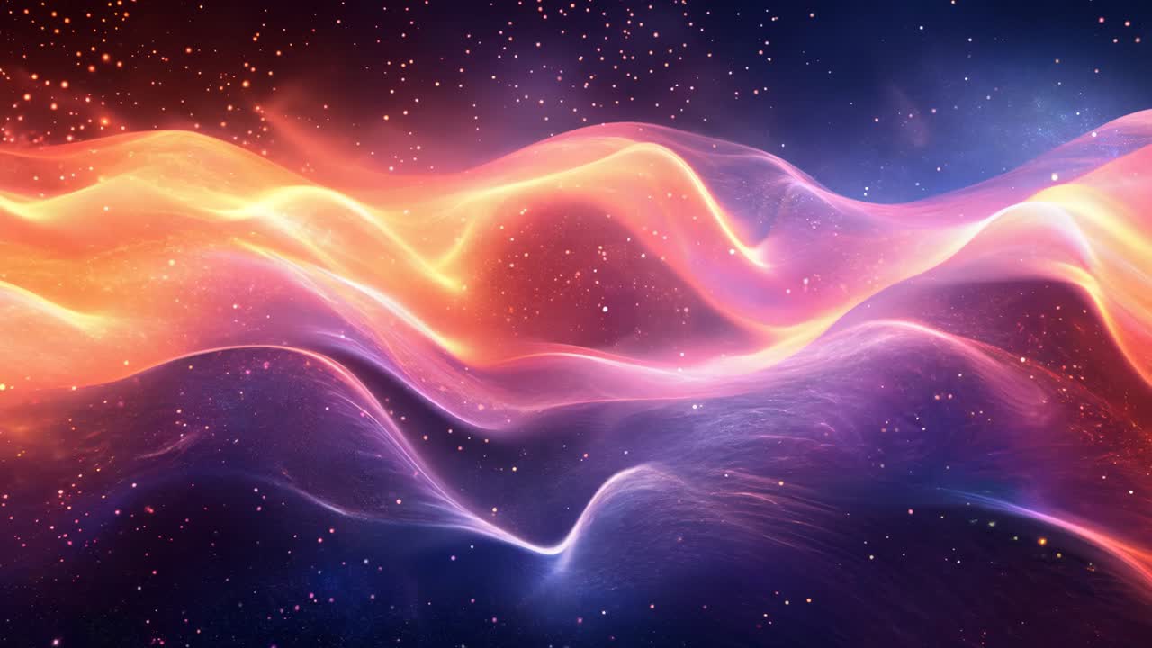 A colorful, swirling line of light and dark blue and orange. The colors are vibrant and the line is long