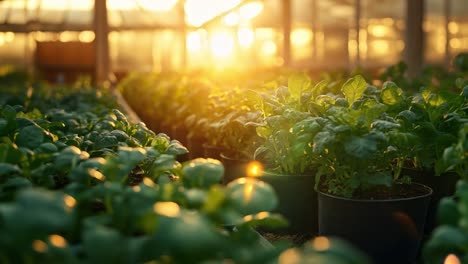 plants growing in a greenhouse