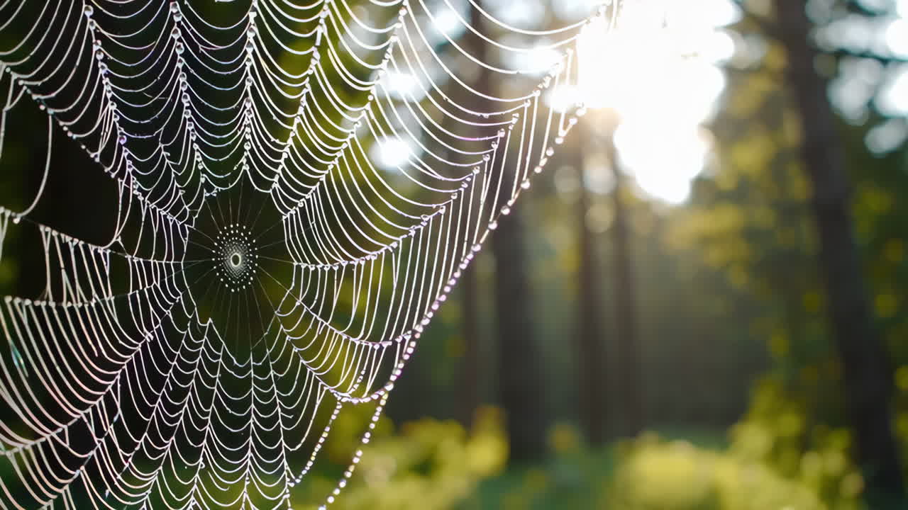 Dew-kissed Spiderweb in the Forest