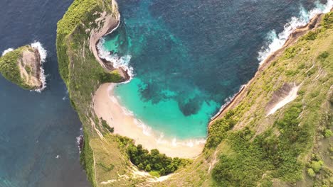 stunning beachside - kelingking beach nusa penida - aerial footage