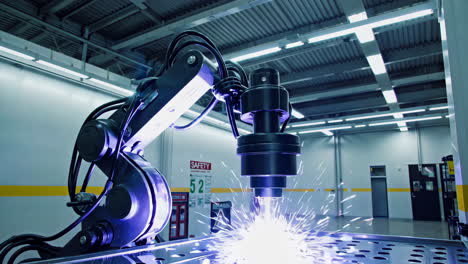 soldadura de robots industriales en una fábrica
