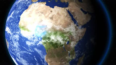 nigeria highlighted in blue outline seen on earth from space. - graphics