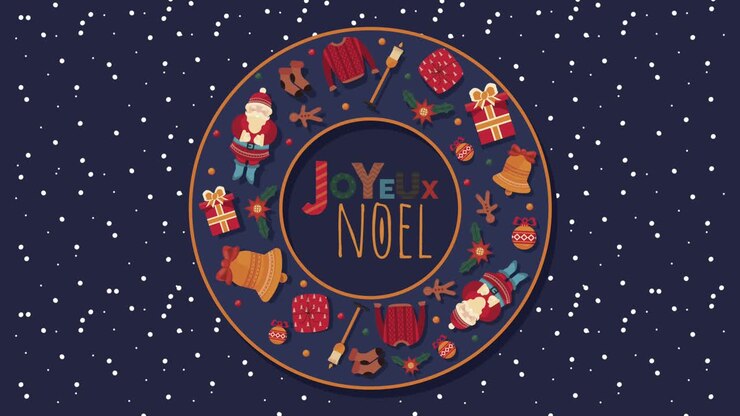 des icônes de noël joyeux dans un cadre circulaire