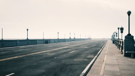 empty bridge in the fog