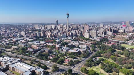 aerial view of johannesburg cityscape with telkom tower