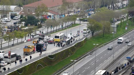 istanbul city street scene with traffic and people