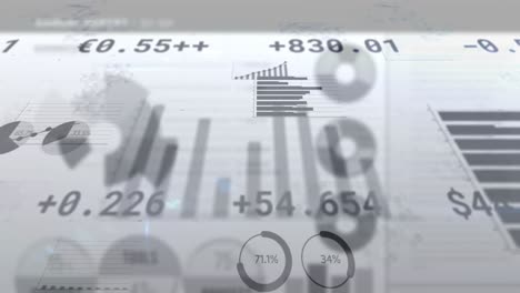 Animation-of-financial-data-processing-on-white-background