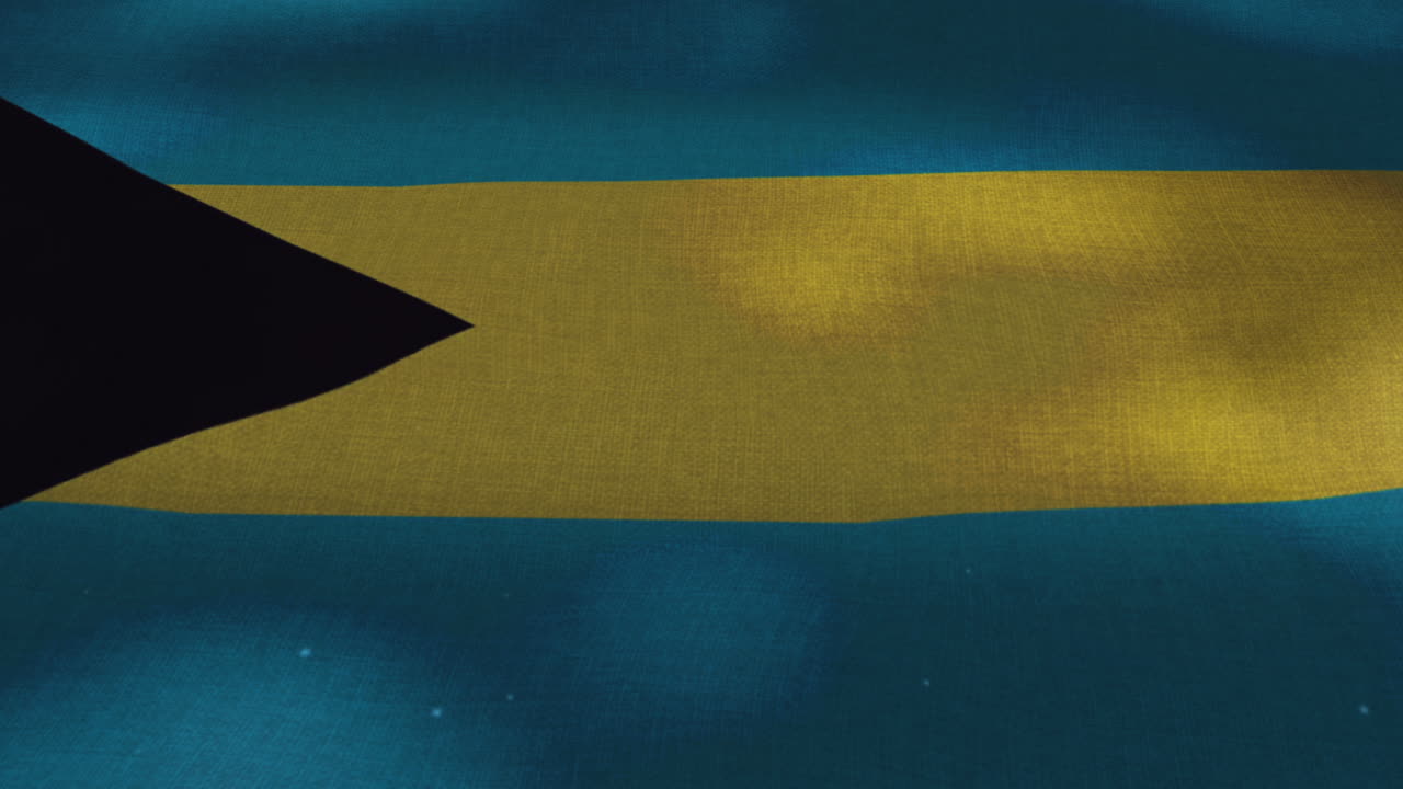 Die wehende Nationalflagge der Bahamas