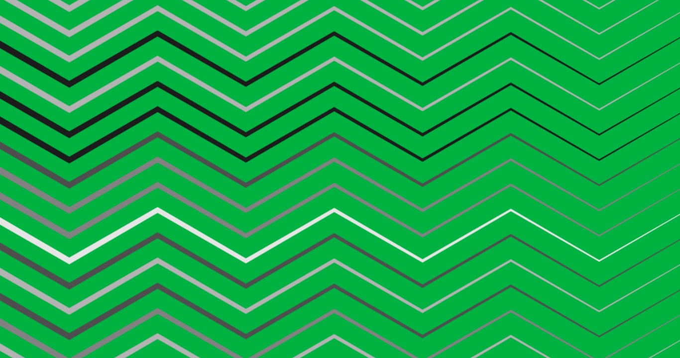 Animazione digitale di un motivo a chevron in un pattern continuo su sfondo nero.