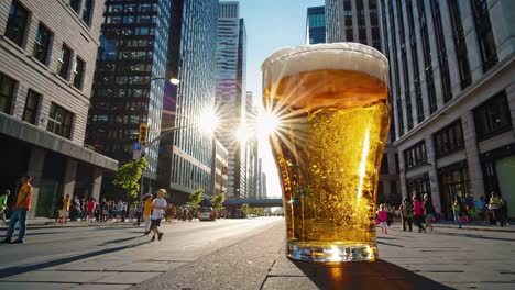 giant beer glass in a city street