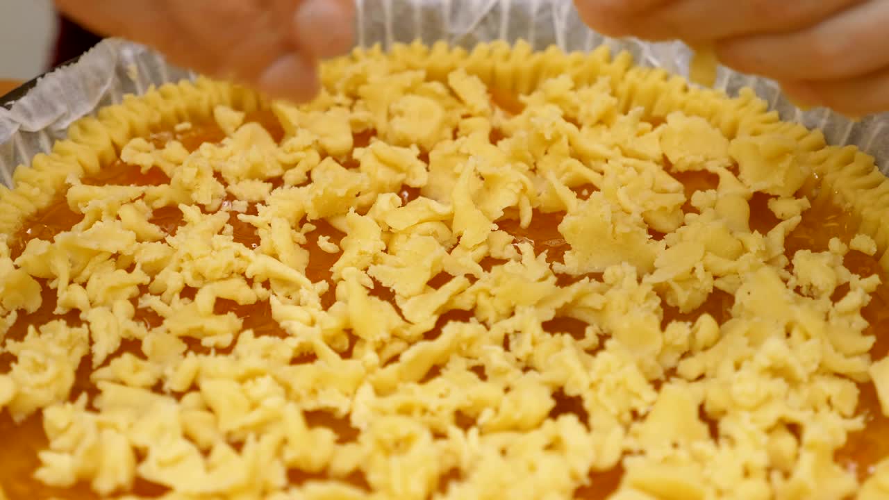 delicious tasty tart with freshly baked jam - close up