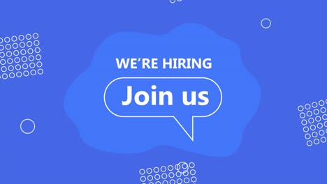 we are hiring lettering blue background