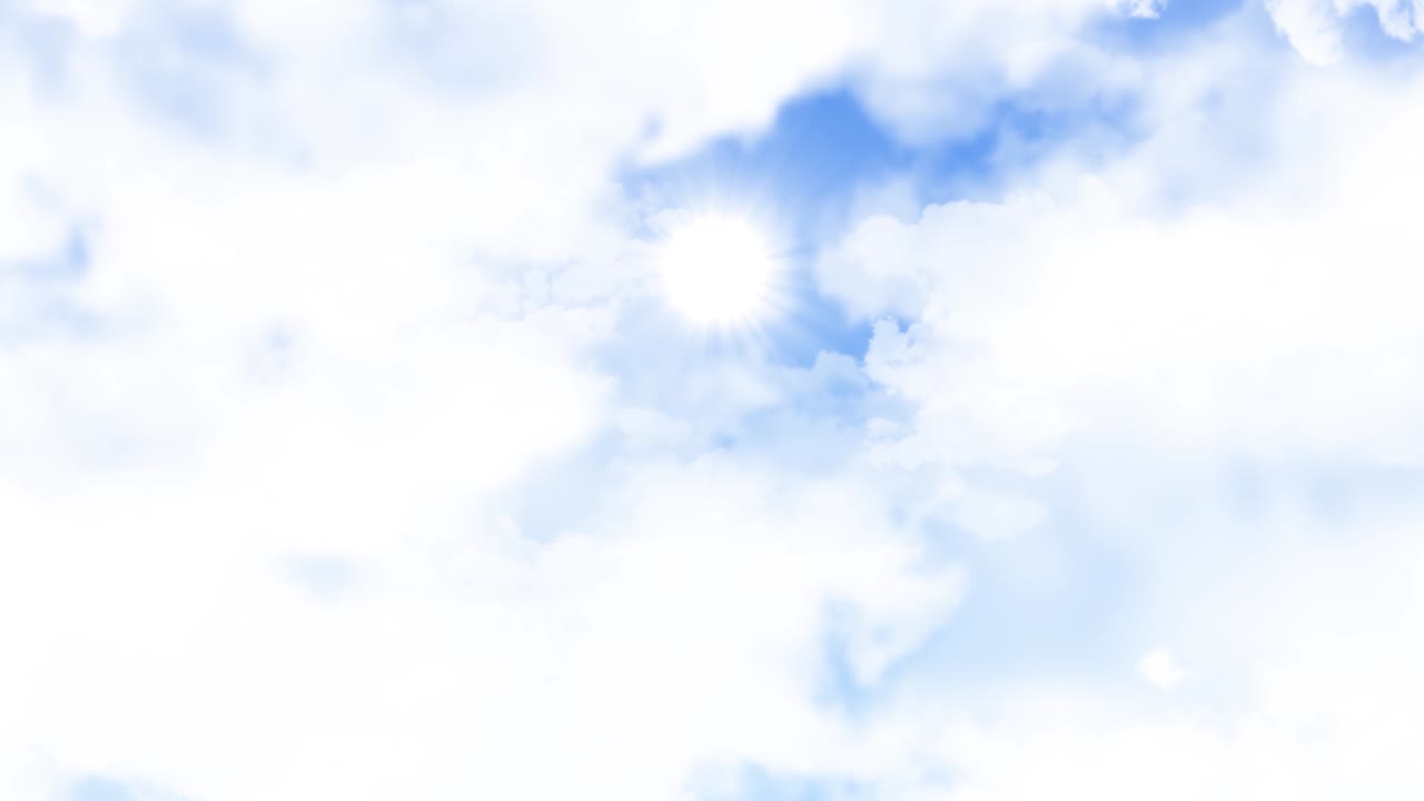 Fundo de animação em loop de belo céu azul com nuvens. Tela Verde