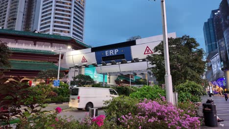 city street scene with erp and buildings