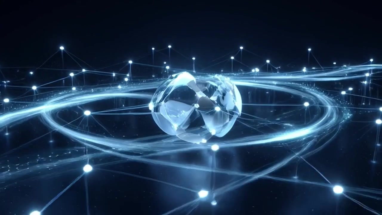 Digital Globe Surrounded by Glowing Data Network Connections