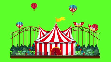 circus tent grows and balloons ascend in sequence.