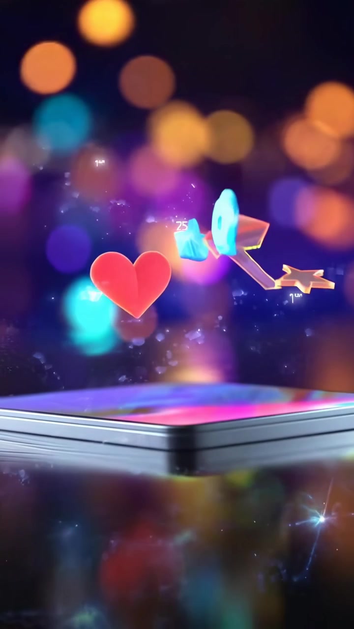 Icone 3D dei social media che fluttuano sopra uno smartphone
