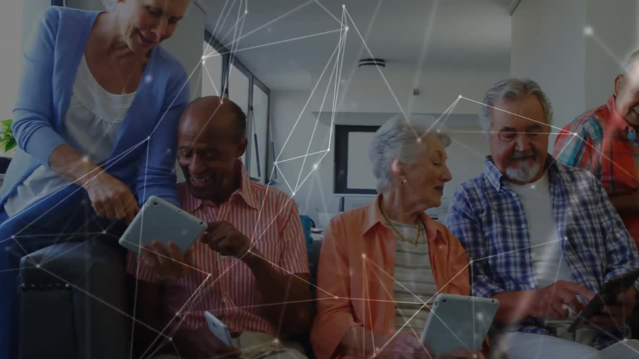 Network of connections against senior people using electronic devices