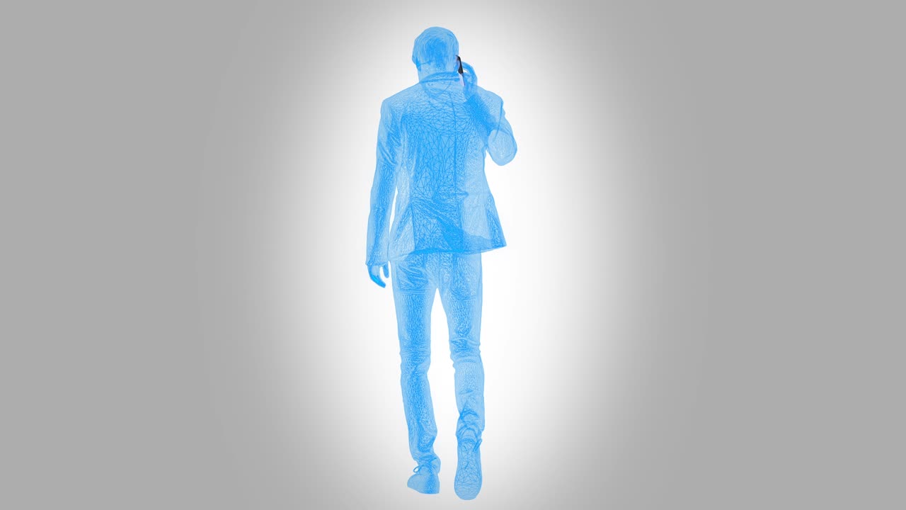 man phones with cell phone - rotation loop on a white background