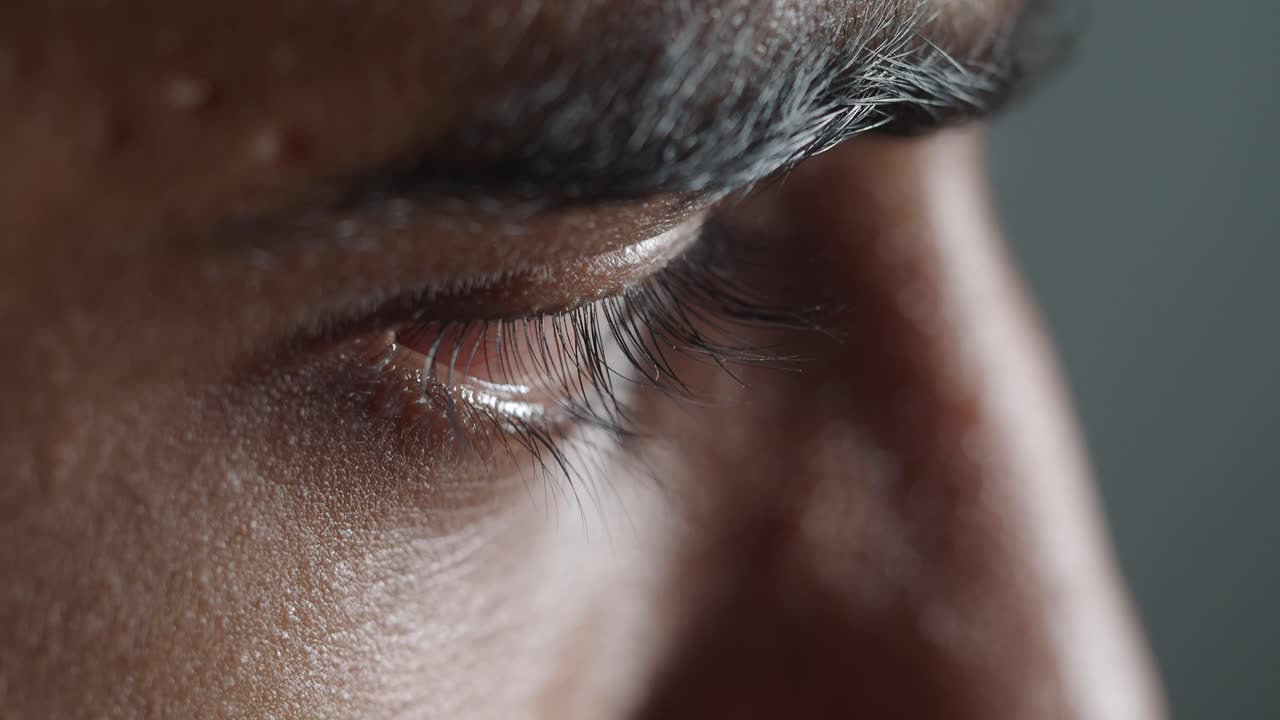 Close-up of a person's eye and eyebrow