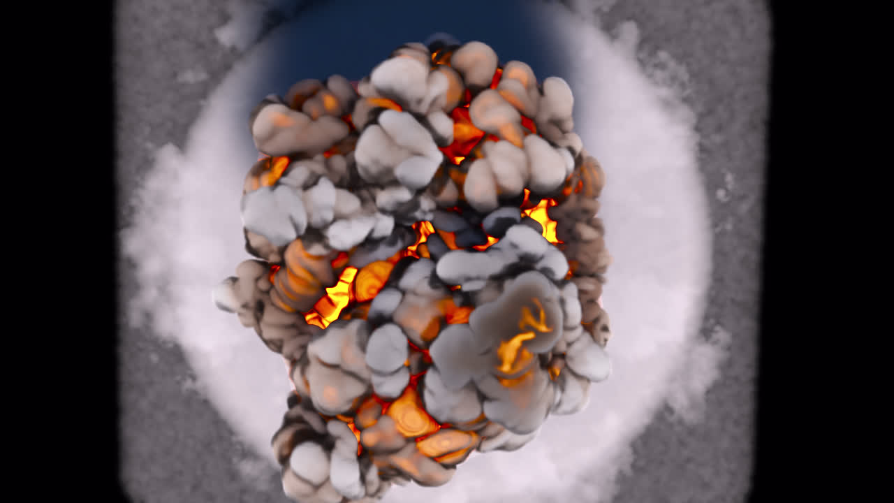 Underwater explosion top view on transparent background