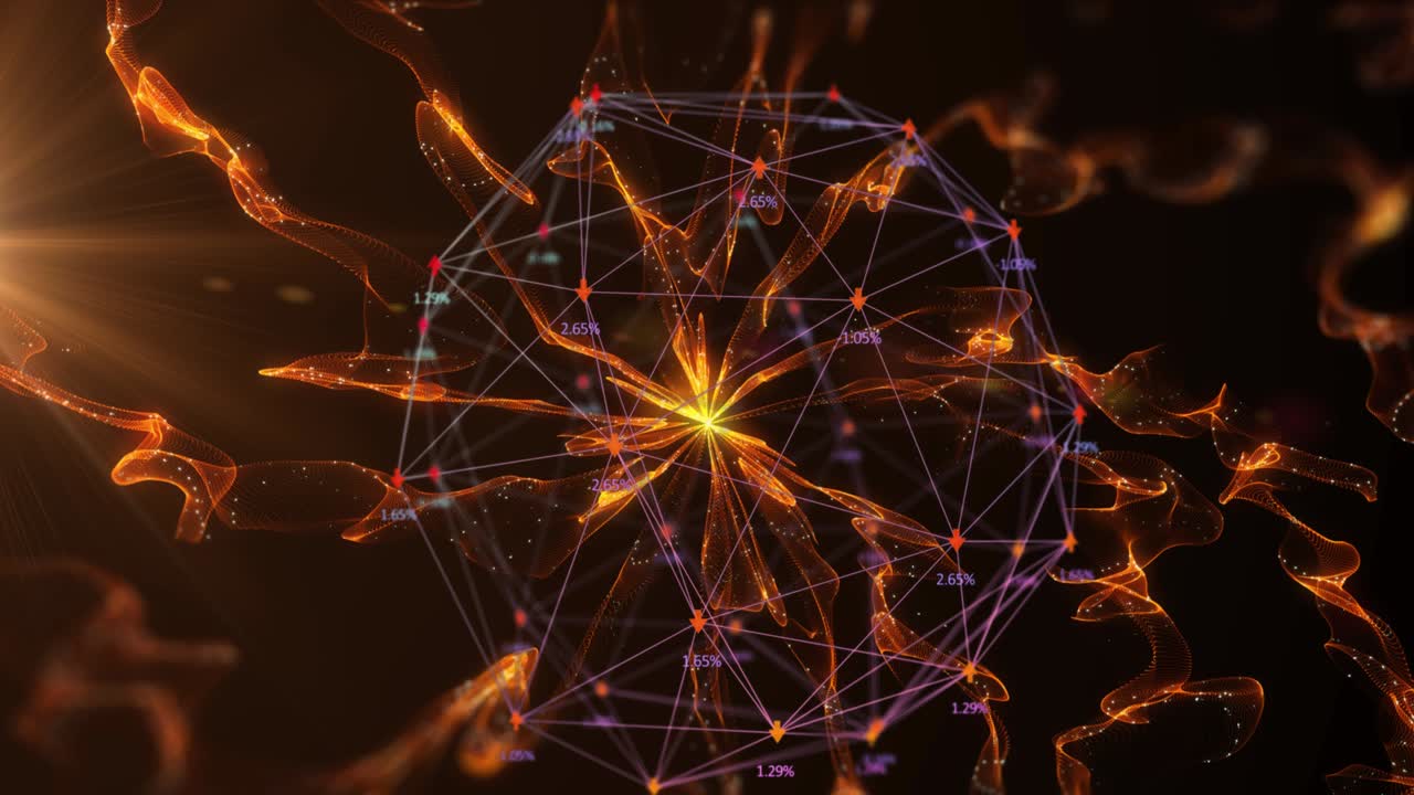 animación del globo con una red de conexiones en llamas