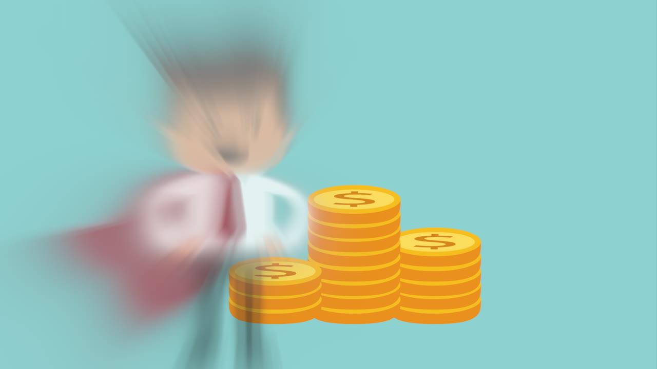 돈 한 어리 를 가진 사업가