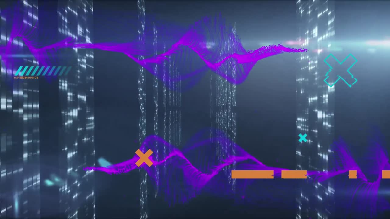 Animation of geometric figures and network of connections with data processing over computer servers