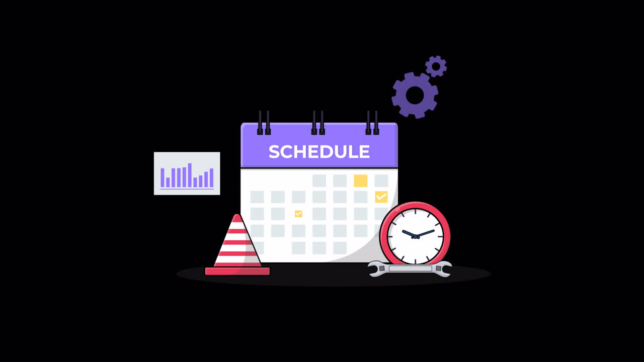 Animated Illustration of Schedule Planning, Time Management, and Maintenance