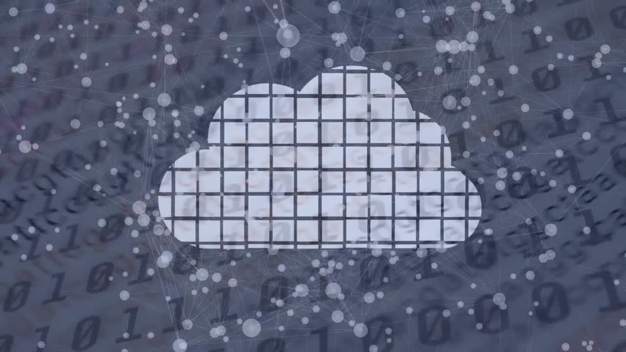 디지털 클라우드와 바이너리 코딩으로 연결 네트워크의 애니메이션