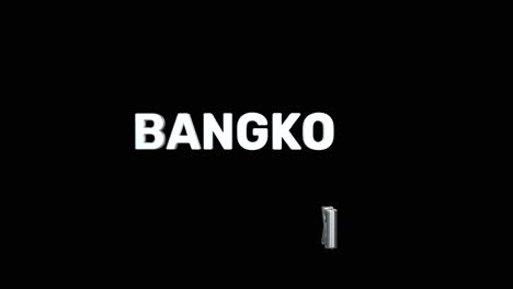 a smooth and high quality, silver 3d text reveal of the capital city "bangkok