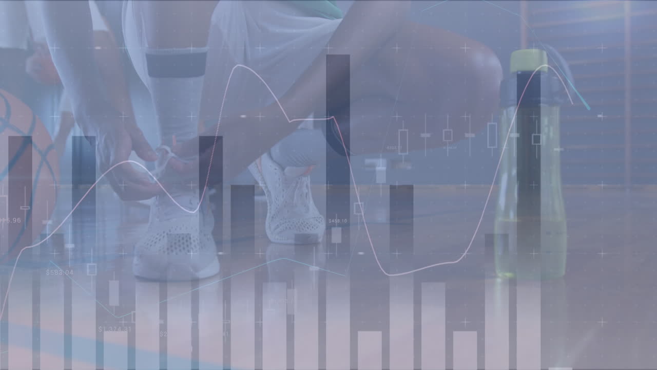 농구를 하는 아프리카계 미국인 남성 에 대한 금융 데이터 처리 의 애니메이션