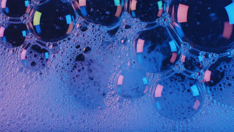 abstract soap bubbles with vibrant neon lighting