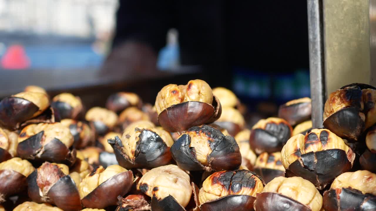 Roasted Chestnuts at a Street Food Stall