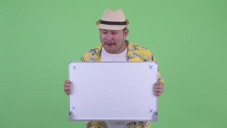 young handsome overweight asian tourist man