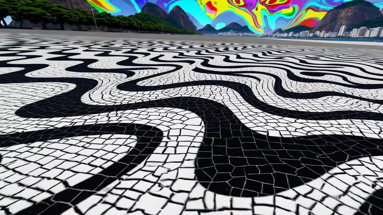Surrealistiske brostein på stranden i Rio de Janeiro