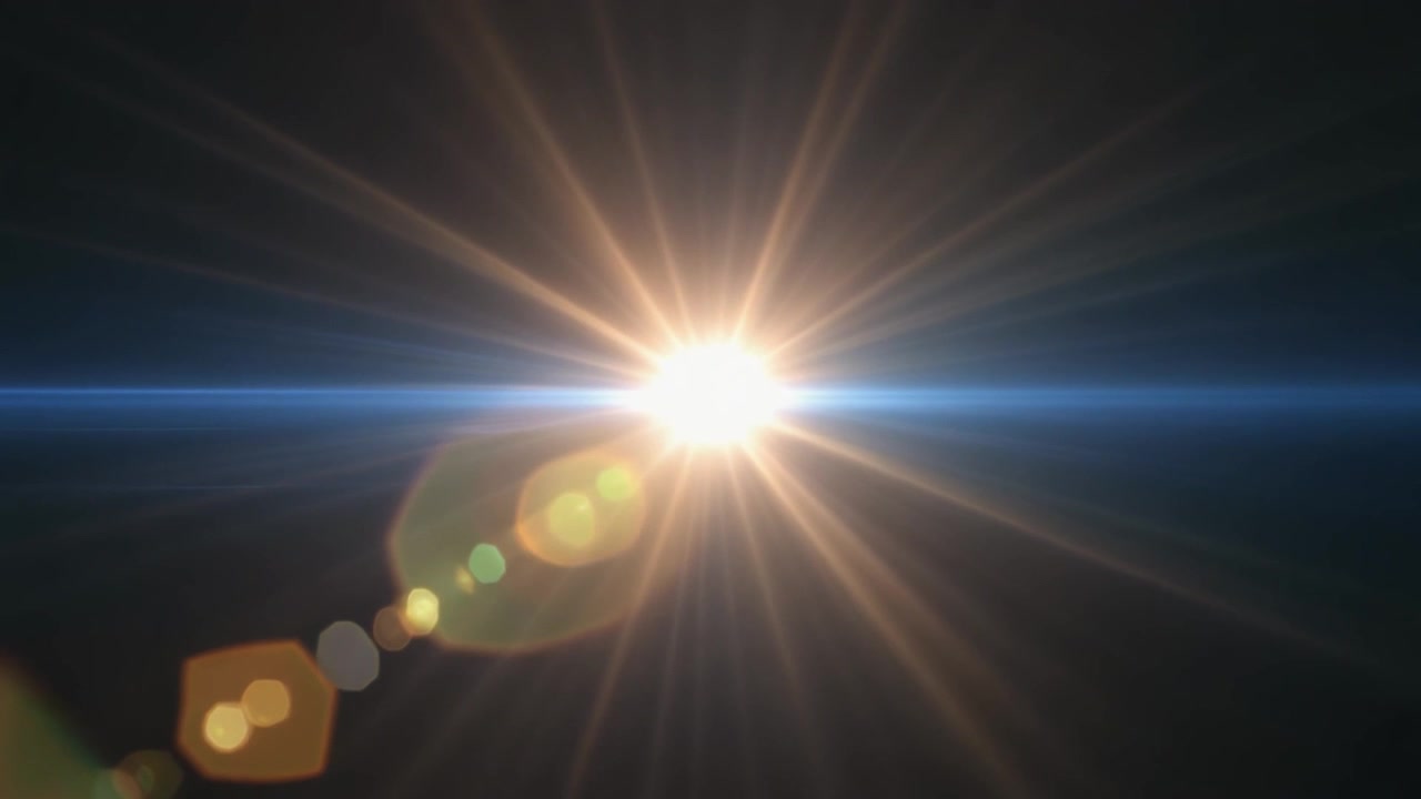 Intenso bagliore di luce con effetto lente anamorfica
