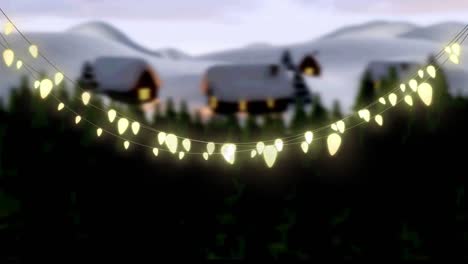 Animation-of-glowing-fairy-lights-over-winter-landscape