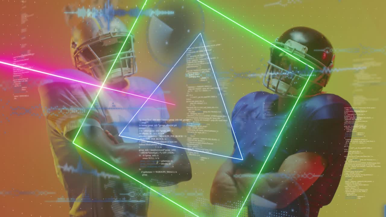 animación del procesamiento de datos sobre diversos jugadores de fútbol americano
