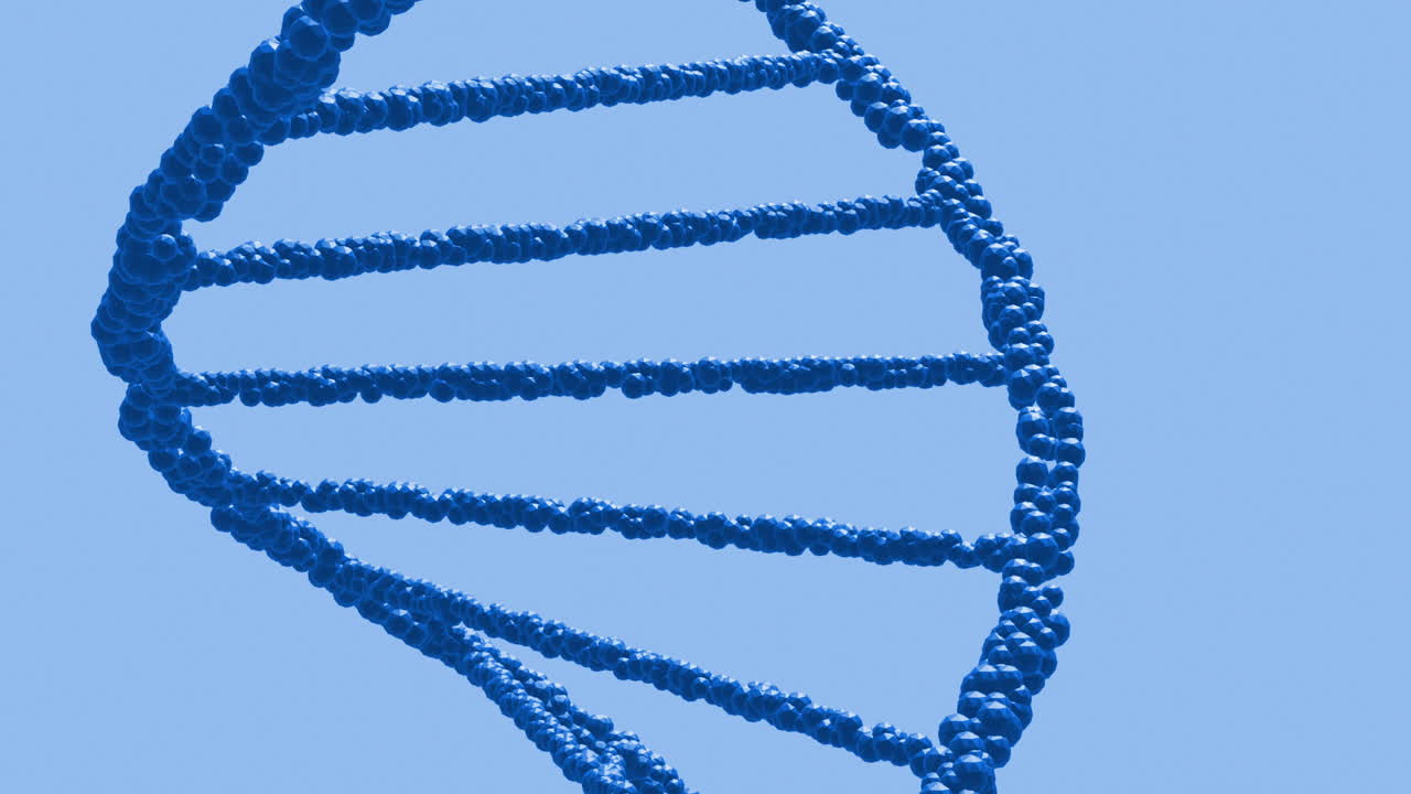 Animazione macro di filamenti di DNA 3D grigi che ruotano