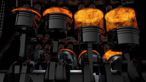 close up working v8 engine animation - loop