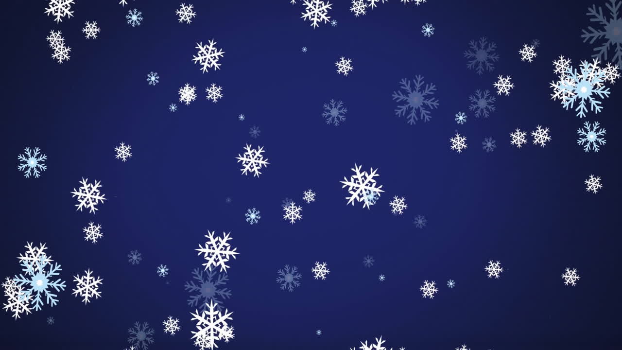 Animation of snow falling on blue background