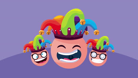 funny emojis wearing jester hats