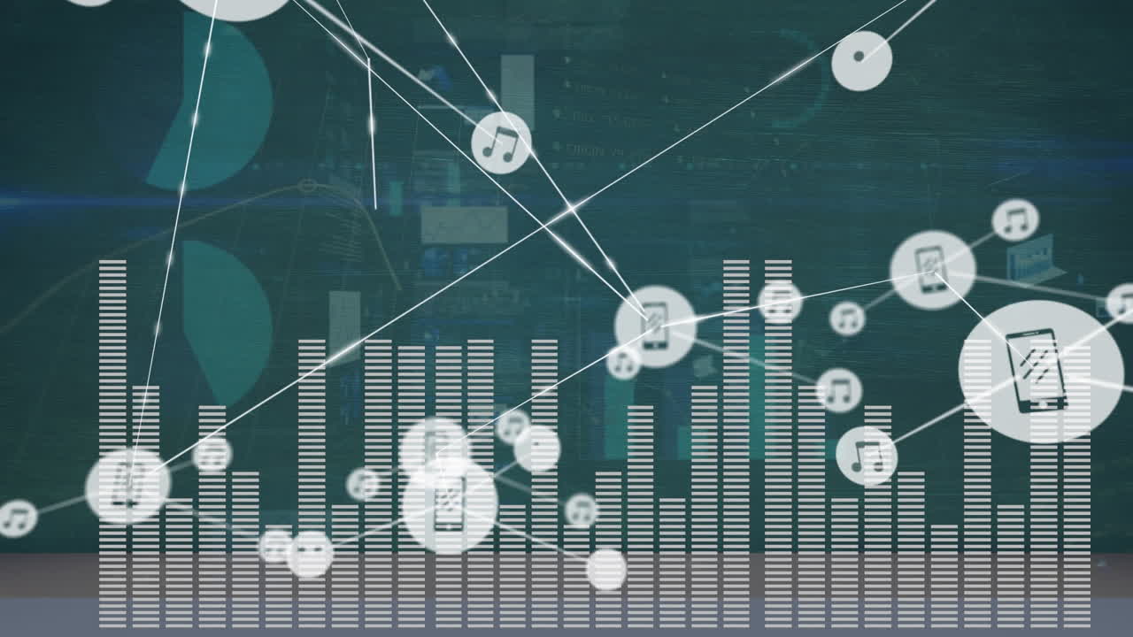 데이터 처리에 대한 아이콘으로 연결 네트워크의 애니메이션
