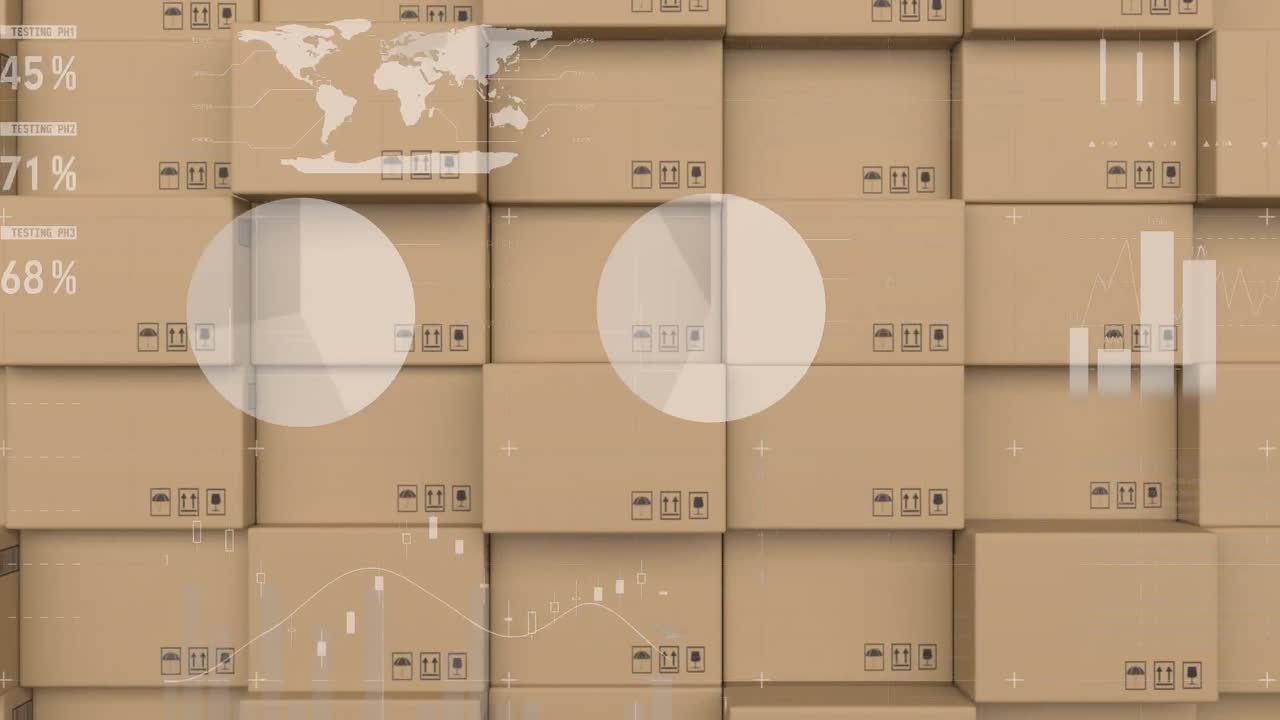 카드보드 상자 위에서 통계 처리의 애니메이션