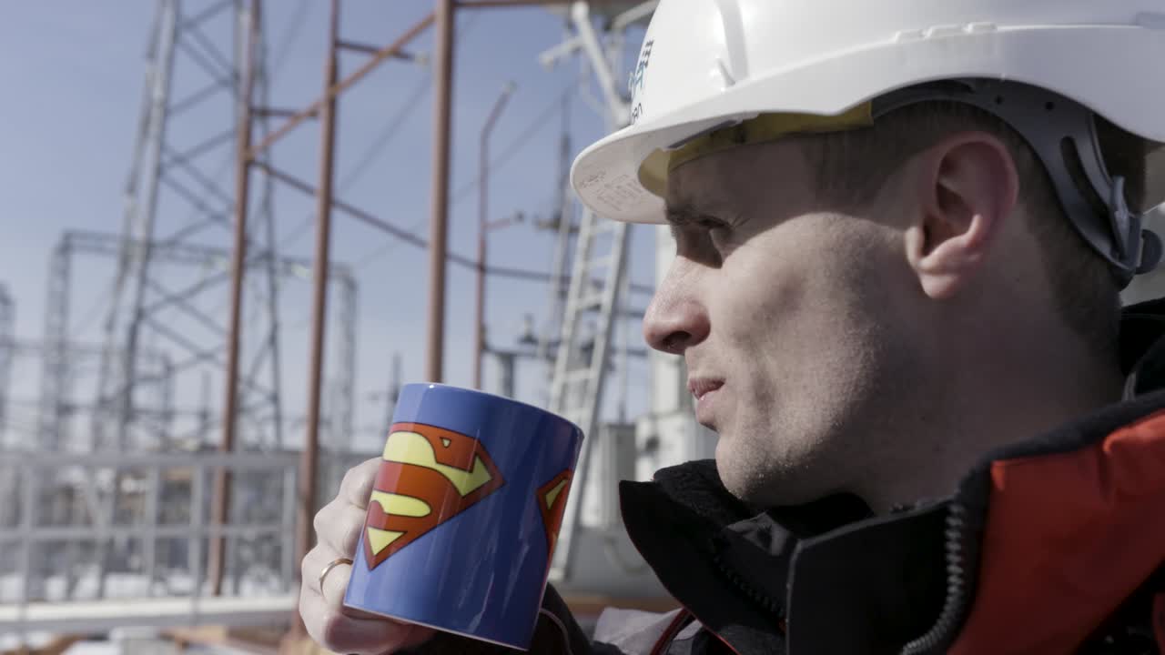 Engineer taking a break at a power plant