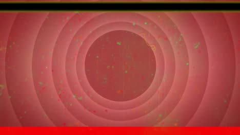 animation of specks floating and black horizontal lines flickering over red circles